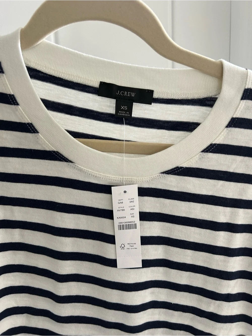 J. Crew Navy and White Striped Long Sleeve Tee